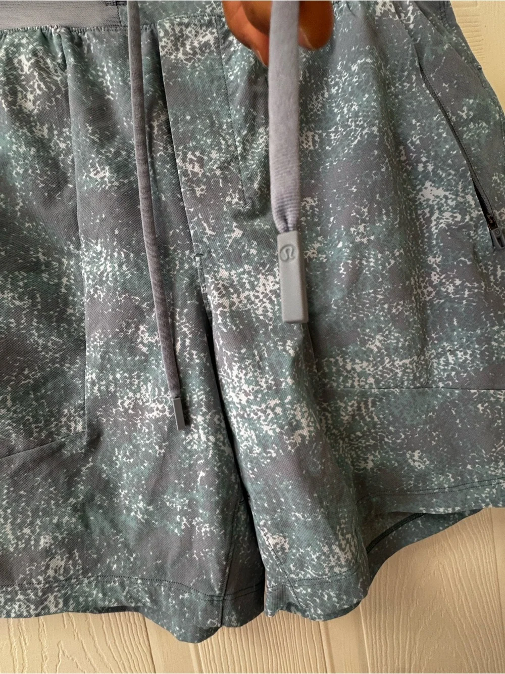 lululemon athletica Gray Teal Patterned Swim Hybrids